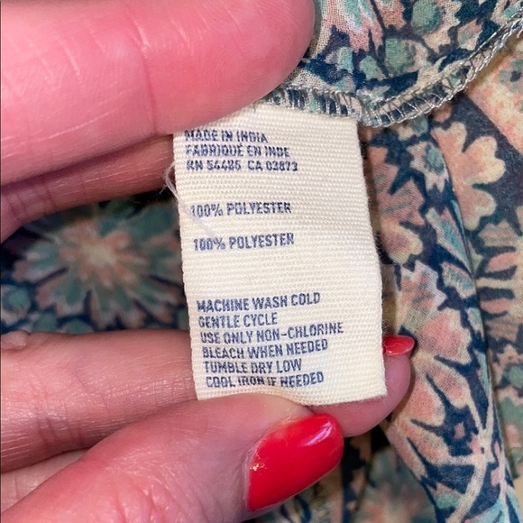 American Eagle women’s dress large maxi tie back Floral blue cream boho beach - Picture 6 of 10